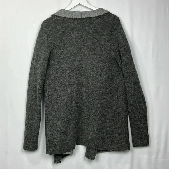 Nanette Lepore Cardigan Gray L Open Front Shawl Collar Pockets Soft 23% Wool EUC - Picture 8 of 11